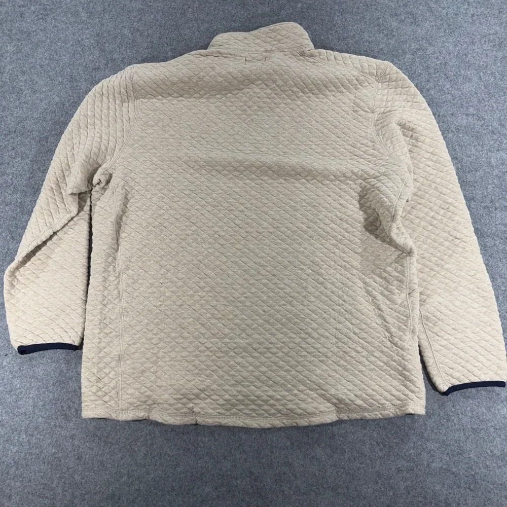 J.Crew Mens Authentic Fleece Quilted Quarter Zip Pullover Beige XXL